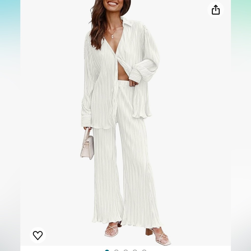 White Pleated Silk Set